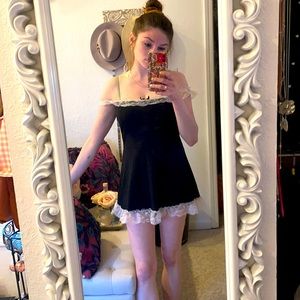 Black mini dress with ruffles